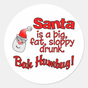 BAH HUMBUG Santa Aufkleber. Runder Aufkleber