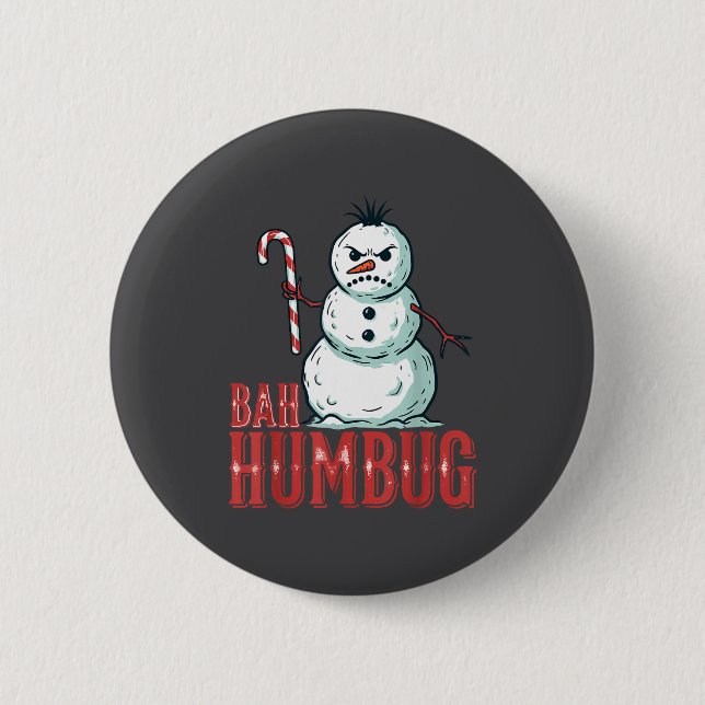 Bah Humbug Santa Hat Angry Snowman Sarcastic Chris Button (Vorderseite)