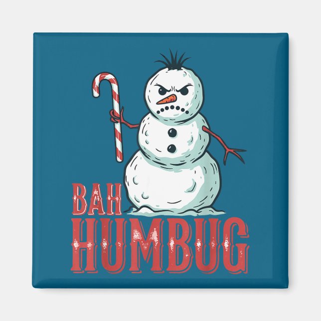 Bah Humbug Santa Hat Angry Snowman Sarcastic Chris Magnet (Vorne)