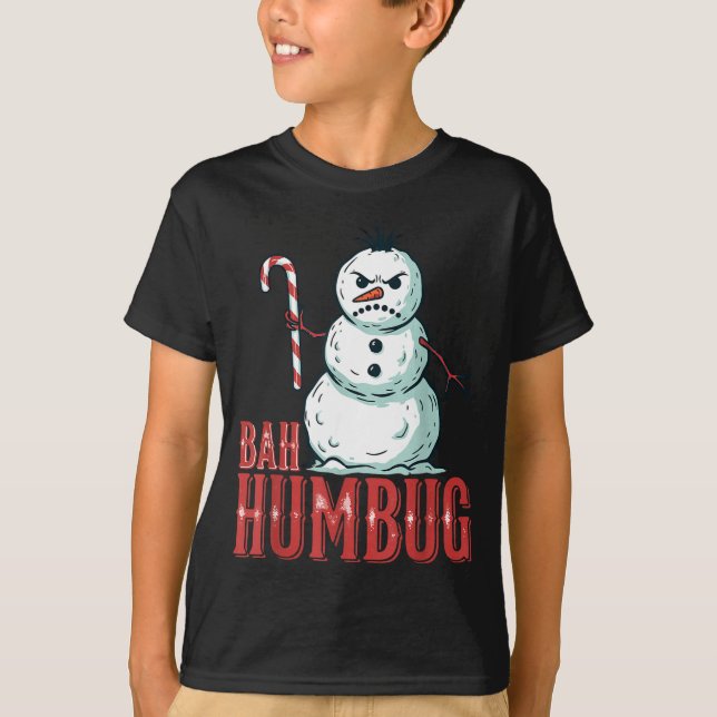 Bah Humbug Santa Hat Angry Snowman Sarcastic Chris T-Shirt (Vorderseite)