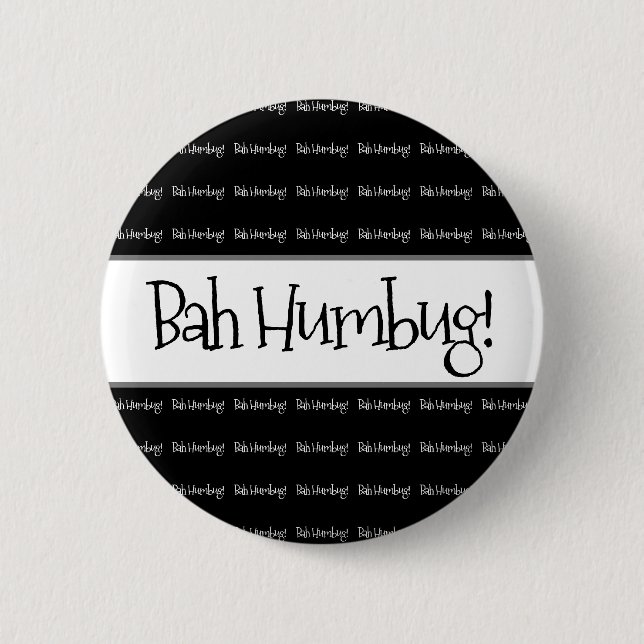 Bah humbug schwarze Weihnachten Button (Vorderseite)