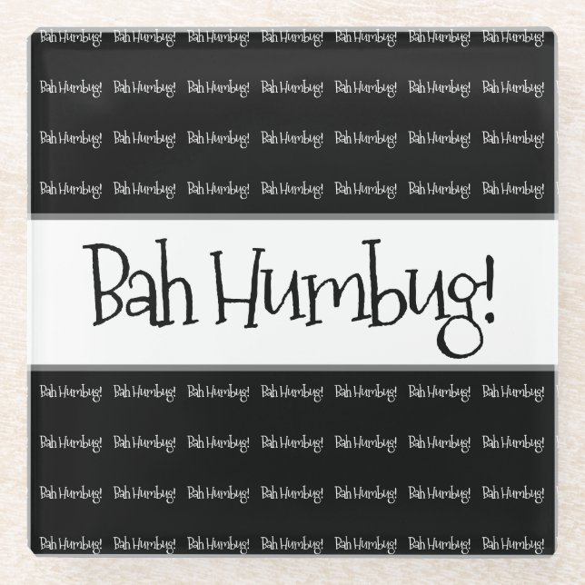 Bah humbug schwarze Weihnachten Glasuntersetzer (Vorderseite)