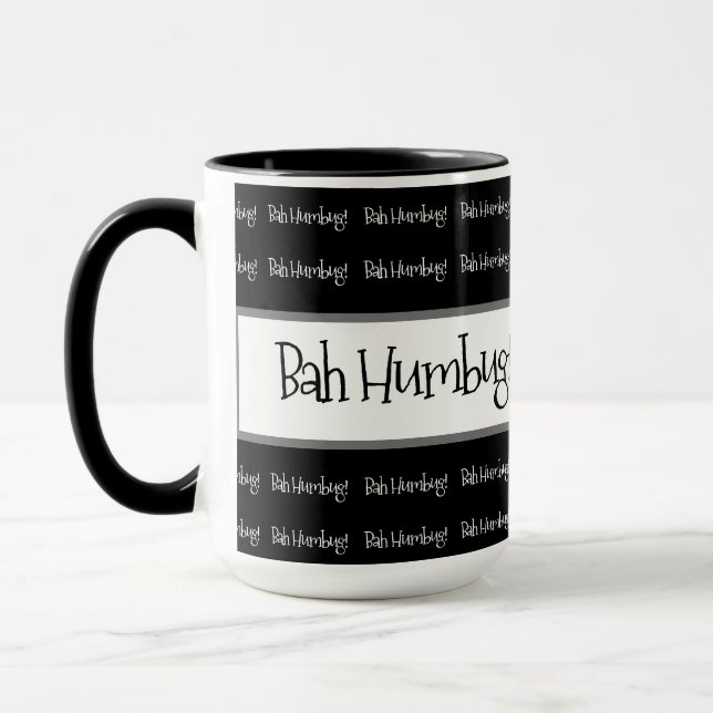 Bah humbug schwarze Weihnachten Tasse (Links)