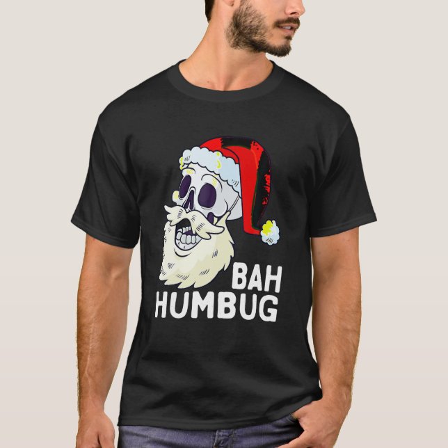Bah Humbug Skull Weihnachtsmannmütze Weihnachten W T-Shirt (Vorderseite)