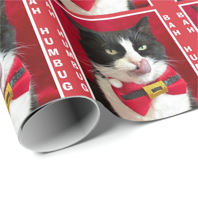 Bah Humbug Tuxedo Kat Weihnachtswrapping Paper Geschenkpapier (Rolleneckpunkt)