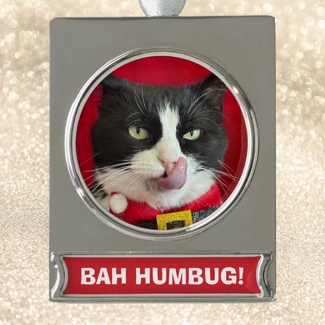 Bah Humbug Tuxedo Weihnachtsschmuck Banner-Ornament Silber (Von Creator hochgeladen)
