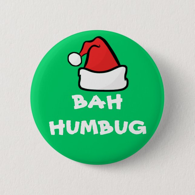 Bah Humbug-und Weihnachtsmannmütze-mürrischer Button (Vorderseite)