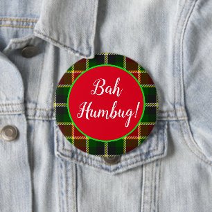 Bah Humbug Weihnachten Kariert Button