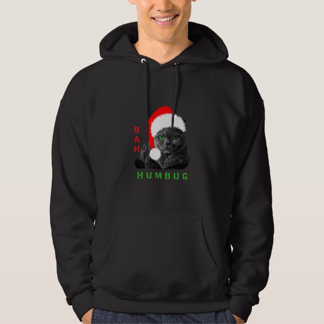 Bah Humbug Weihnachtskatze Hoodie (Vorderseite)