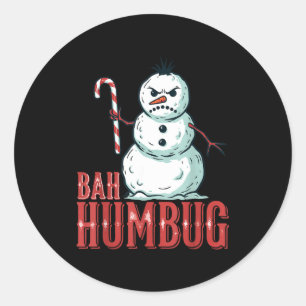 Bah Humbug Weihnachtsmann Hut Böser Schneemann Sar Runder Aufkleber