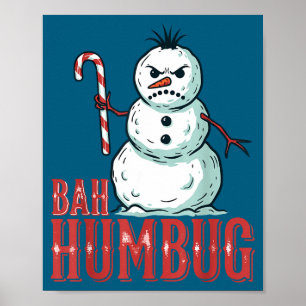 Bah-Humbug-Weihnachtsmann-Mütze-Wütender-Schneeman Poster
