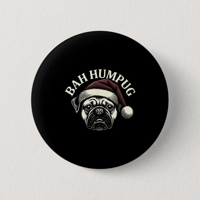 Bah Humpug Funny Pug Christmas Mpy Dog Lover Men  Button (Vorderseite)