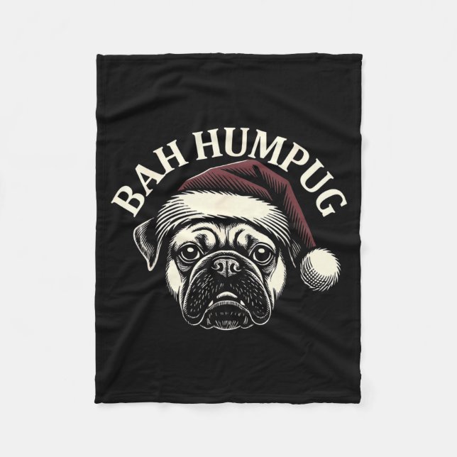 Bah Humpug Funny Pug Christmas Mpy Dog Lover Men  Fleecedecke (Vorderseite)
