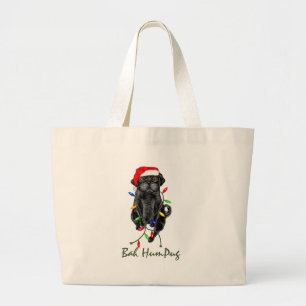 Bah HumPug schwarze Mops-Tasche Jumbo Stoffbeutel