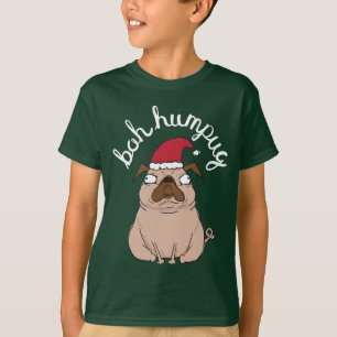 Bah Humpug Weihnachten Weihnachtsmann Mops Bekleid T-Shirt