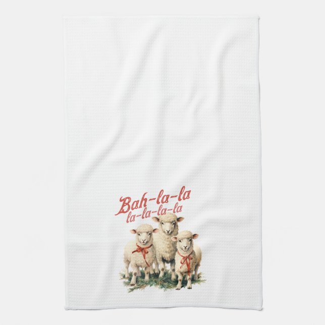 Bah La La Niedlich Retro Christmas Sheep Geschirrtuch (Vertikal)