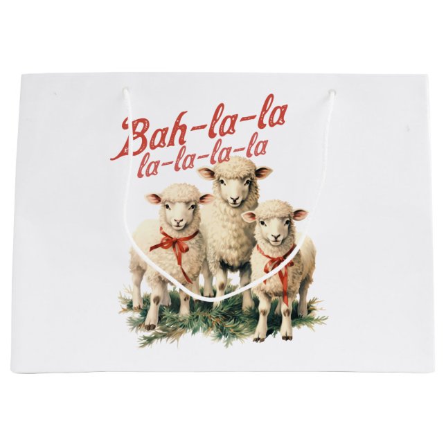 Bah La La Niedlich Retro Christmas Sheep Große Geschenktüte (Vorderseite)