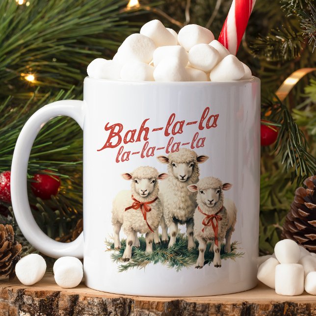 Bah La La Niedlich Retro Christmas Sheep Kaffeetasse (Von Creator hochgeladen)