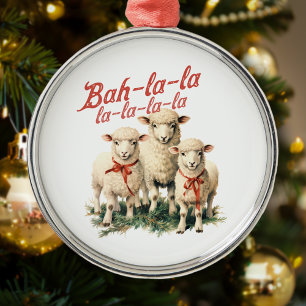 Bah La La Niedlich Retro Christmas Sheep Ornament Aus Metall