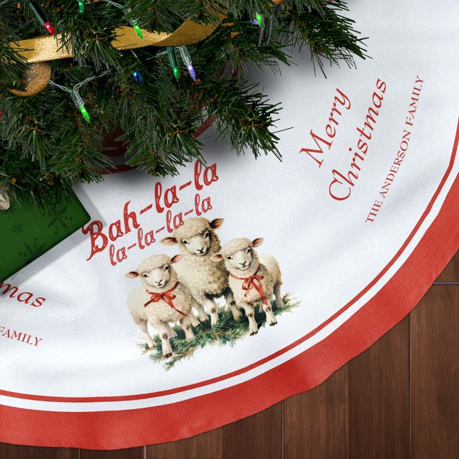 Bah La La Niedlich Retro Christmas Sheep Polyester Weihnachtsbaumdecke (Von Creator hochgeladen)