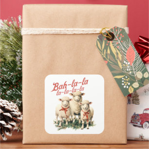 Bah La La Niedlich Retro Christmas Sheep Quadratischer Aufkleber
