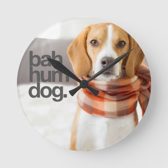 "Bah Summen-Hunde" Beagle Runde Wanduhr (Vorderseite)