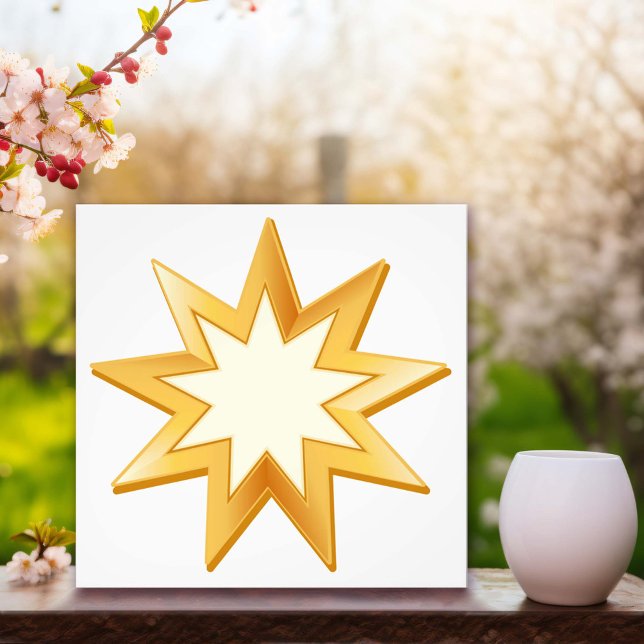 Baha'i Fotodruck (Peace. Nine pointed star, symbol of the Baha’i faith in gold. )