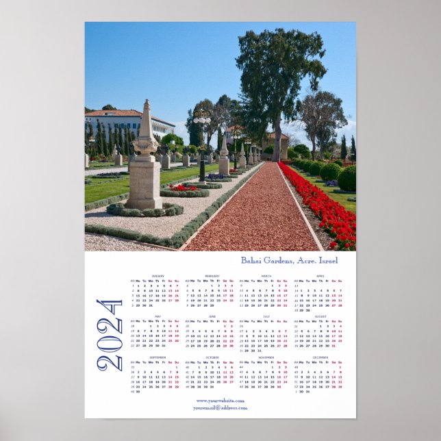 Bahai Gardens, Acre. Israel. Kalender 2024 Poster (Vorne)