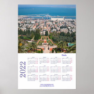 Bahá'í-Gärten, Haifa, Israel Kalender 2022 Poster