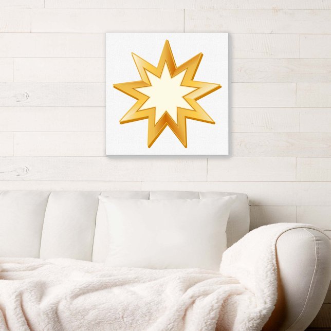Baha'i Leinwand Mauer Art (Gold nine pointed star. Symbol of the Baha’i faith. )