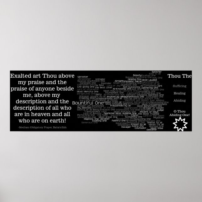 Baha'i Long Healing Gebet Adjektive Poster (Vorne)