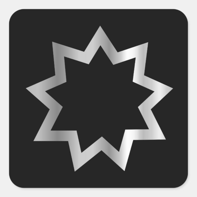 Bahai Religion Symbol Nine Point Star Quadratischer Aufkleber (Vorderseite)