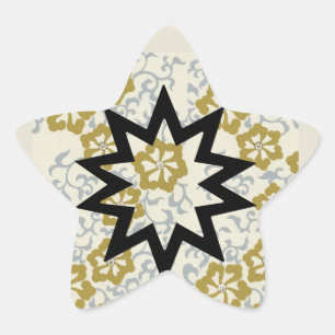 Baha'i Star auf Gold und Silber Hintergrund Stern-Aufkleber