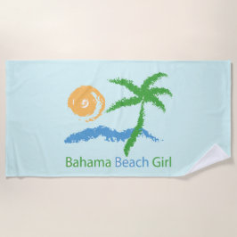 Bahama Beach Girl Palm Tree Sun Beach Handtuch