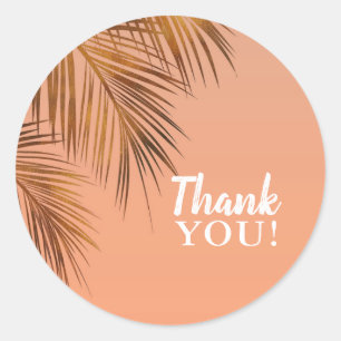 Bahama Breeze Bronze Palm Coral Peach Wedding Runder Aufkleber