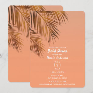 Bahama Breeze Bronze Palm Korallenrote Hochzeitsto Einladung