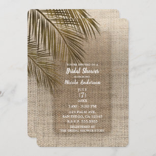 Bahama Breeze Bronze Palm Rustic Burlap Bridal Einladung