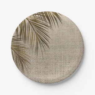 Bahama Breeze Bronze Palm Rustikalisierte Jute-Hoc Pappteller