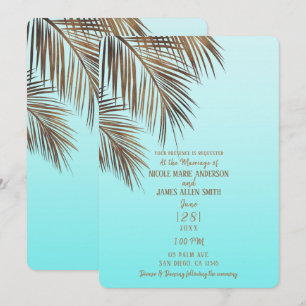 Bahama-Brise Kupferpalme Aqua Meeresblau Hochzeit Einladung