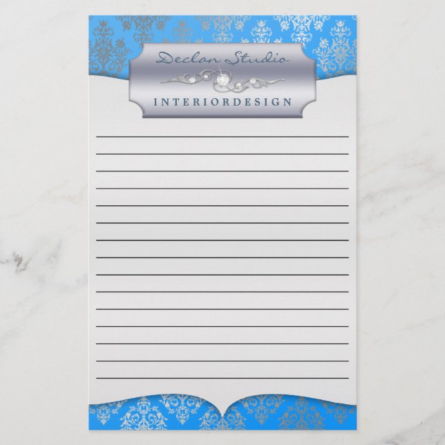 Bahama Dashing Damask Lined Business Stationary Briefpapier (Vorderseite)