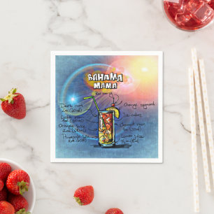 Bahama Mama Cocktail (#8 von 12 Sets mit Rezept fü Serviette