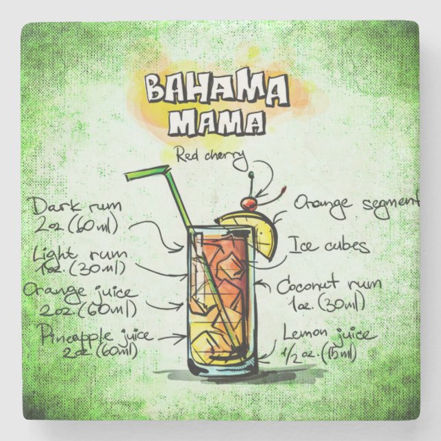 Bahama Mama Drink Recipe Steinuntersetzer (Vorderseite)
