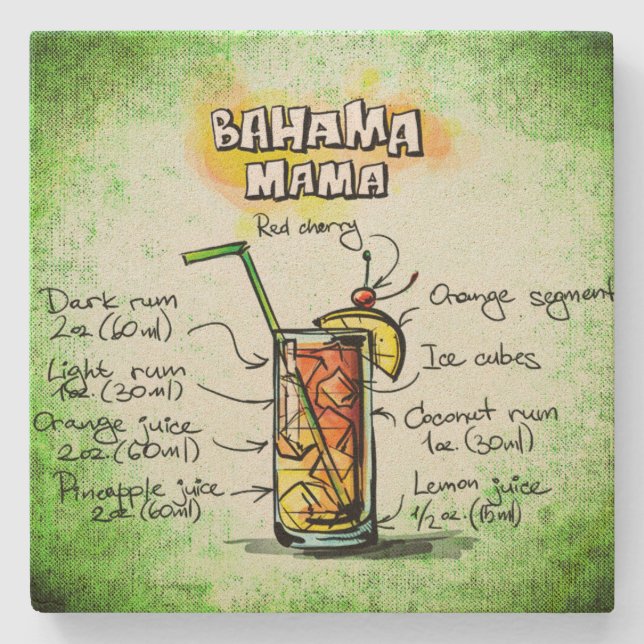 Bahama Mama Drink Recipe Steinuntersetzer (Vorderseite)