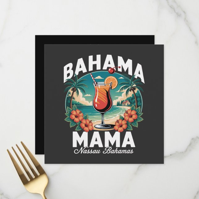 Bahama Mama Nassau Menükarte (Vorderseite/Rückseite Beispiel)