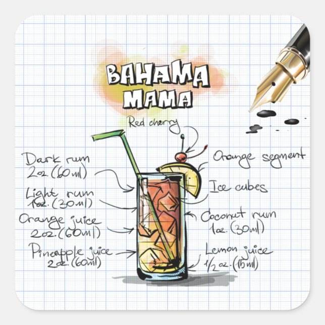 Bahama Mama Quadratischer Aufkleber (Vorderseite)