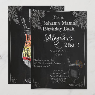 Bahama Mama Vintag Chalk 21. Geburtstag Bash Einladung