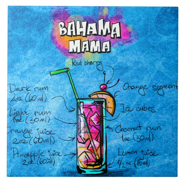 Bahama Mutter Cocktail 6" x 6" Keramik-Foto-Fliese Fliese (Vorderseite)