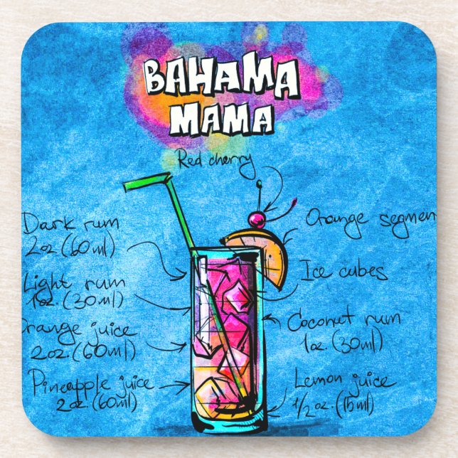 Bahama Mutter Cocktail Recipe Plastic Coaster Getränkeuntersetzer (Vorderseite)