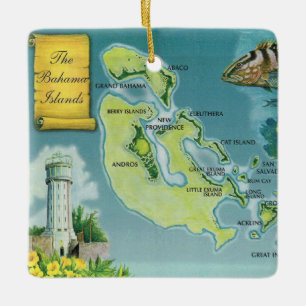 Bahama Out Islands Farbige Karte Keramik-Ornament Keramikornament