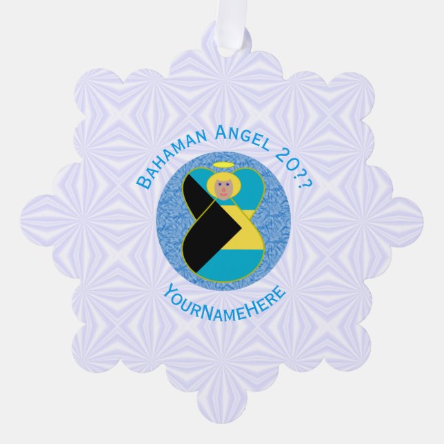 Bahaman Flag Blonde Angel Personalisiert Ornament Karte (Vorderseite)